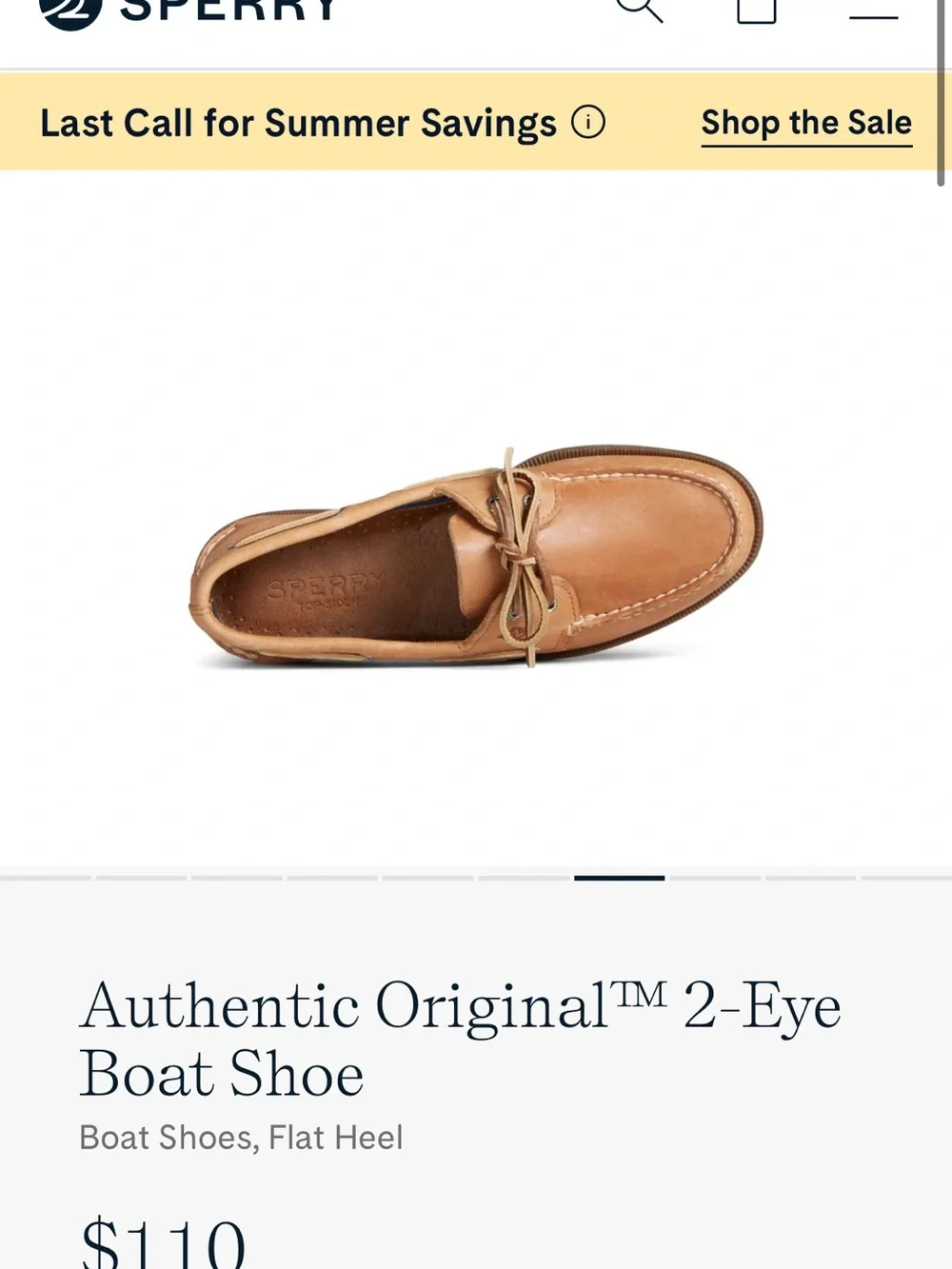 Sperry 2-Eye Boat Shoe in Tan Leather